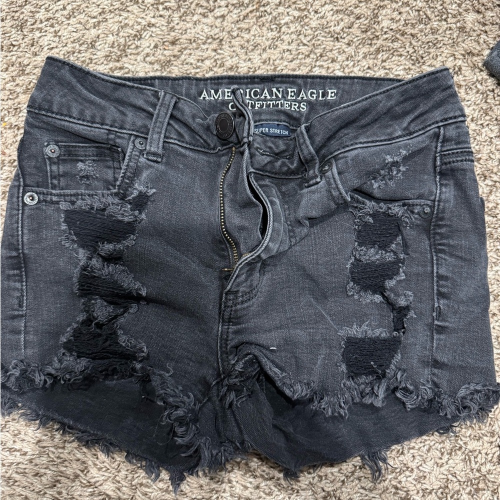 American Eagle Outfitters Black Distressed Women's Shorts